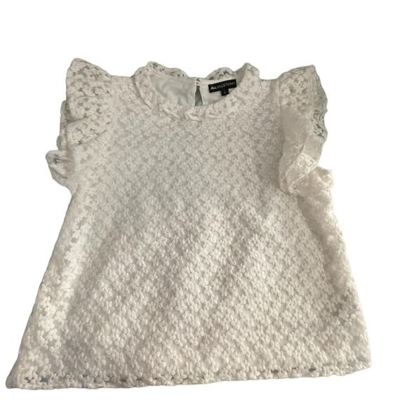 JILL Jill Stuart white floral lace ruffle sleeve blouse size large - Picture 2 of 13